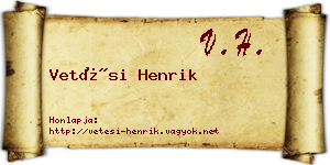 Vetési Henrik névjegykártya